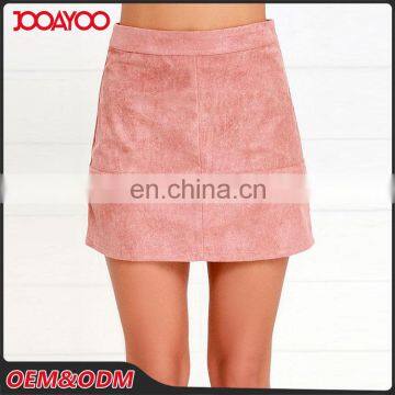 Latest Short Skirt Design Suede Mini Women Skirt