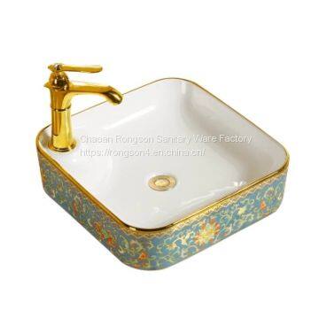 Blue colored basin square art basin wash hand basin