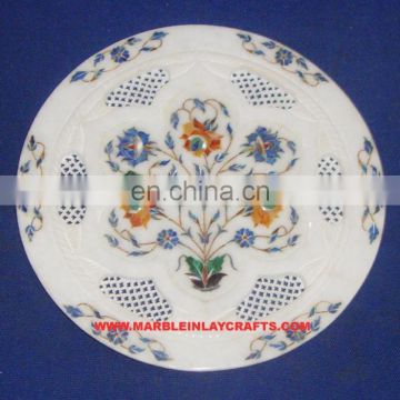 Marble Semi Precious Stone Inlay Plate