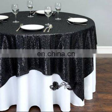 Black Shiny Sequin Round Table Cloth Rectangular Table Cloth for Wedding Decoration photo-2