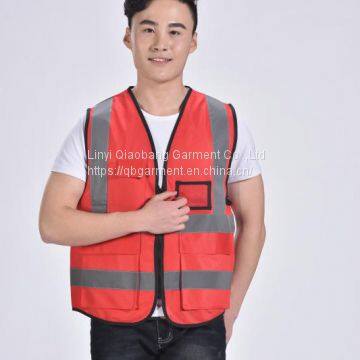 100% polyester high visibility clothing 120g fabric reflective tape warning vest security clothes for wor