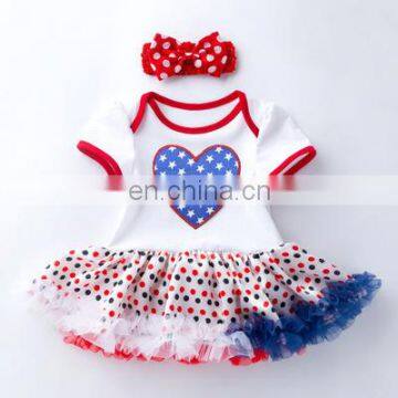 4th of July Outfit 2019 Kids New American Independence Day Baby Short Sleeve Star Print Harness Skirt Two-piece Suit photo-6