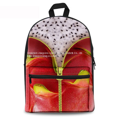 New Design Hot Selling Fruit Pattern Cool Rotary Style School Backpack OEM Customized Logo