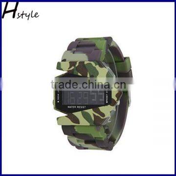 New Design Digital Display LED Silicone Wrist Watches Camouflage Color WP014