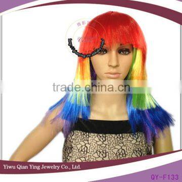 cheap synthetic custom multi color team sports fan party wigs