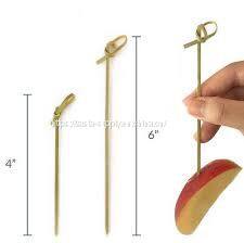 Restaurant supplies 4-inch Knotted Bamboo Skewers combo pack bamboo cocktail picks eco friendly appetizers knotted skewers