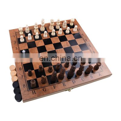 Factory Custom 3 in 1 Wooden Chess Backgammon Checkers Travel Games Chess Set Board Draughts Entertainment Christmas Gift