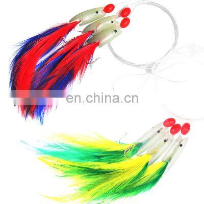 2020 Hotsale Trolling rubber  with feather Fishing Lure Big Game Tuna feather Lure