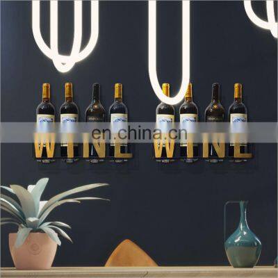 Wine Glasses Holder Storage Wall Mount Metal Wine Rack Wall Mounted Shelf photo-2