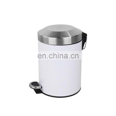 Embossed garbage container 5 liters metal bathroom bin bathroom trash can dust bin for kitchen