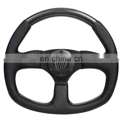 Univeral 13''/330mm Perforated Leather Race Steering Wheel, Classic Flat Carbon Steering Wheel