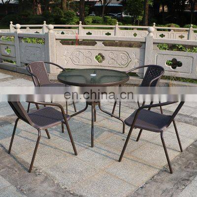 Modern Luxury Outdoor Sets Patio Rattan Furniture Folding Dining Table Set Rattan Table and Chairs Set With Umbrella photo-5