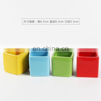 Garden Decor Glaze Fleshy Square Flowerpot Mini Tiny Succulent Flower Pot Creative Desktop Thumb Colorful Flower Pot