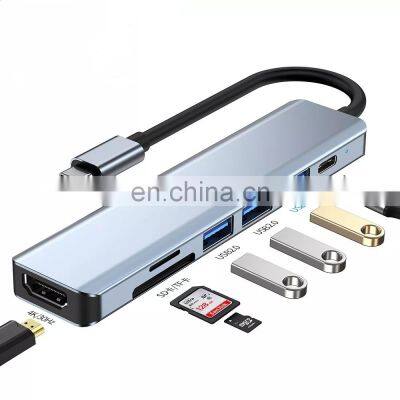 7 IN 1 Multiport usb c to HdTV  Vga Rj45r  TF+SD Usb-C Hubs Laptop Docking Station usb hub 3.0 splitter hub For Macbook