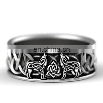 Nordic Mythology Giant Wolf Men Ring Defense Totem Wolf Fashion Hip Hop Rock Unisex Finger Ring Punk Gift