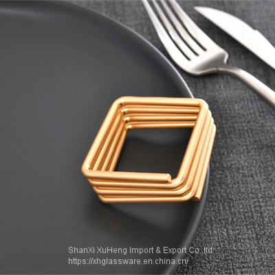 Factory Cheap Wholesale Wedding Gold Spiral Square Napkin Ring photo-4