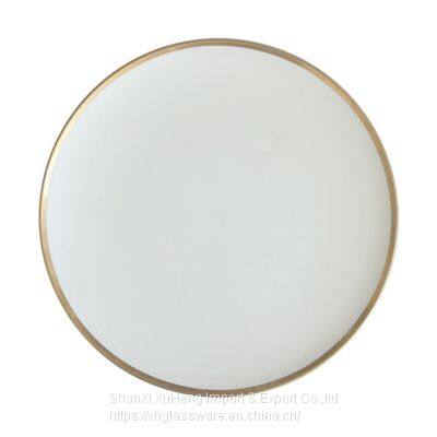 Hot Selling Kitchen Porcelain Serving Dishes Classic Round Elegant Gold Rim White Ceramic Dinnerware Steak Dinner Salad Plates photo-3