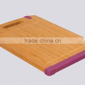 "Hot Sale Rectangle Bamboo Cutting Board with Silicone Corner"