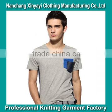 Good Quality 100% Soft Cotton V Shape Neck Tee Shirt with Double Pockets Fashion Design for Mens Branded Clothes Manufacturers