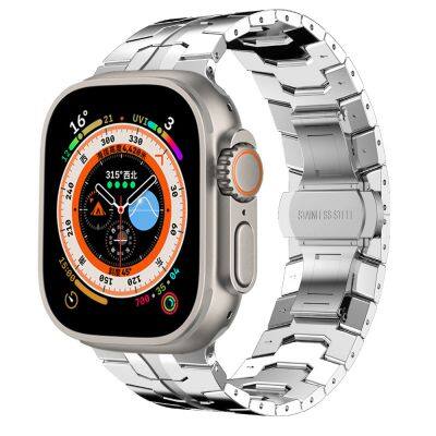 Fashion Luxury Wristband Men Metal Stainless Steel Loop Smart Watch Band Straps for IWatch 8 9 ultra 49mm (no Watch)