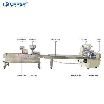 Automatic butter filling and nitrogen filing flow packing machine for Sandwich Bread Hamburger
