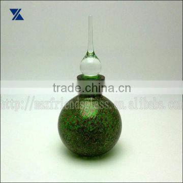 hand made ball shape green with shiny dot texture glass perfume bottle