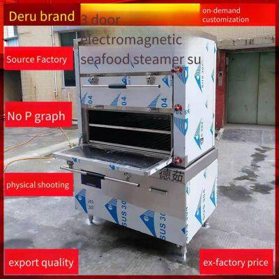 Seafood Steamer Cabinet, All Stainless Steel Thickened, Three-door Soup Stewing Cabinet, Electromagnetic Steaming and Stewing Cabinet, Double-door Steamer, Automatic Control photo-3