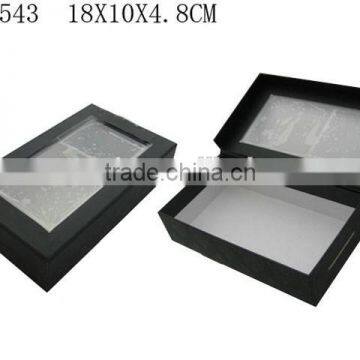 Custom Black Paper Gift Packaging Paper Box with Clear PVC Window Manufactures China P1543