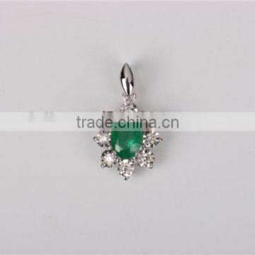 925 Sterling Silver Green Stone Jewelry Pendant Necklace