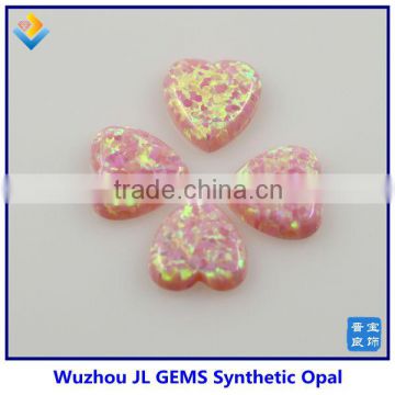 Wholesale Synthetic Cabochon and Flat Bottom Heart Opal Bead For Jewelry decoration