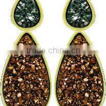 Earring with natural stone, GOLD PLATED