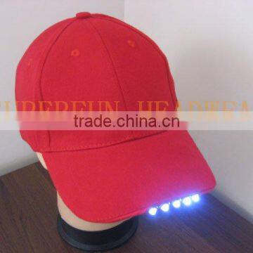 100% cotton red LED lighting hats