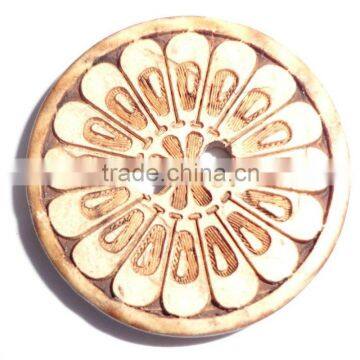 flower laser engraved decorative wood buttons for garment/clothing