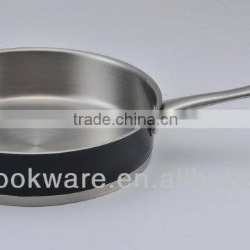 18/8 stainless steel frypan with HT plated outside for wholesale