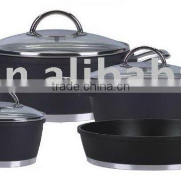 7pcs cast aluminium cookware set with S/S wire handle