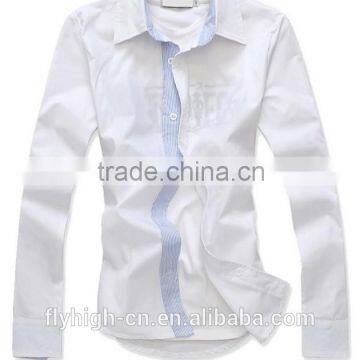 Fashion long sleeve button up shirts for men cotton white shirts