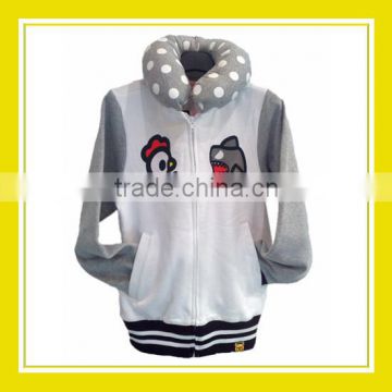 2016 Fashion Products Bros Bros Duck Hen Mr Shark Women Printed Grey Long Sleeve White Zippered Hoodie