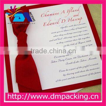 China factory free design wedding invitation card with ribbon