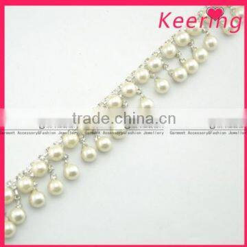 Wholesale pearl fashion trimming wedding Crystal Rhinestone Chain WRC-093