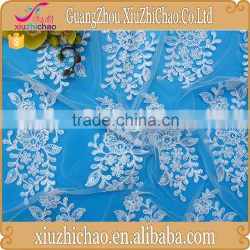 M0095A-165A Wholesale Cheap Price White Wedding Dress Polyester Lace Fabric Floral Desgin