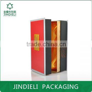 elegant leather white spirit packaging box with metal plate