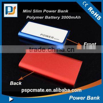 Metal case mini slim power bank for Promotional Gift 2000mAh