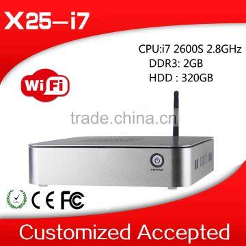 2015 New mini pc server pc mini mini pc j2850 X25-I7 2600s 2G RAM 32G SSD upport MIC