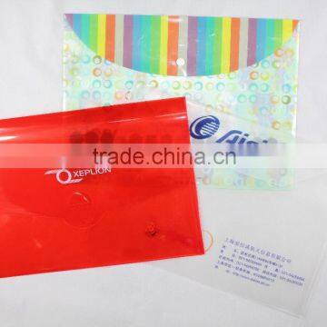 Custom Presentation Envelope size A4 PP PVC button plastic document bag pp file folder plastic folder