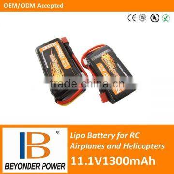 Wholesale price, rechargeable 11.1V1300mah lipo battery for remote control helicopter, rc helicopter battery