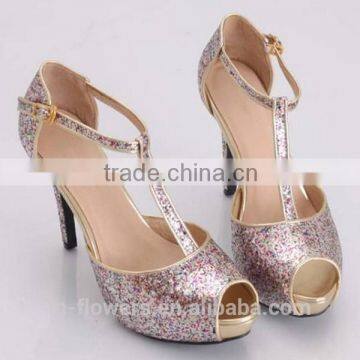 Customized genuine leather lady party high heel sandals