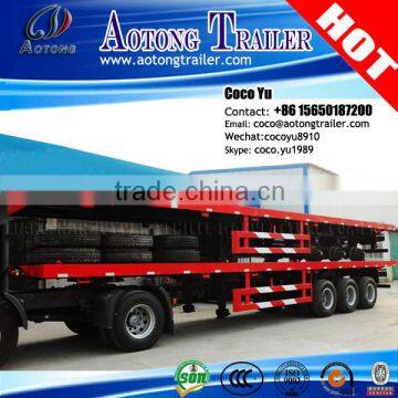 Shacman truck 6x4 double use 40 ft flatbed container 3 axles semi trailer