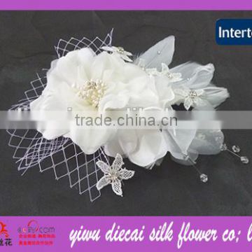 Single Flower with Beads and Net Decorated Bridal Flower