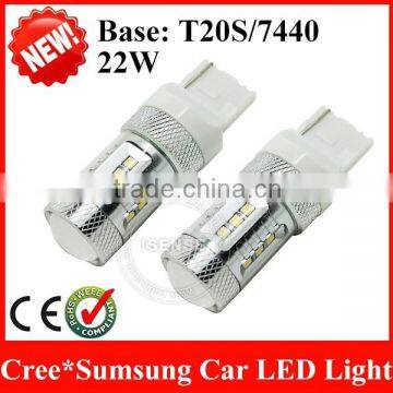 latest invention 2015 new guangzhou car accessories T20 7443 22w dc9-30v cre-e sumsungs chip led car bulb turn signal light