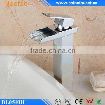 Beelee Waterfall Chrome Groove Basin Mixer Taps Faucet for Bathroom